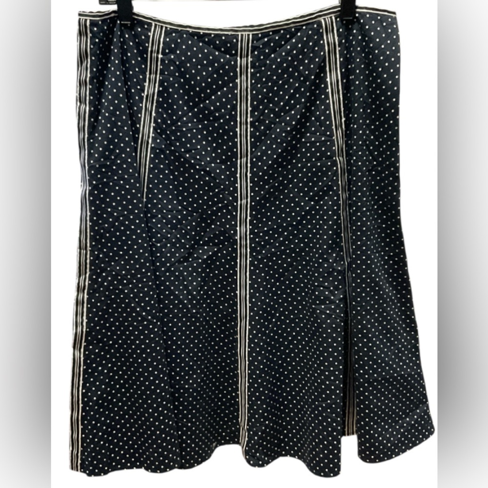Jones New York Petite Size 12 Drk Navy & White Polka Dot Swing Skirt